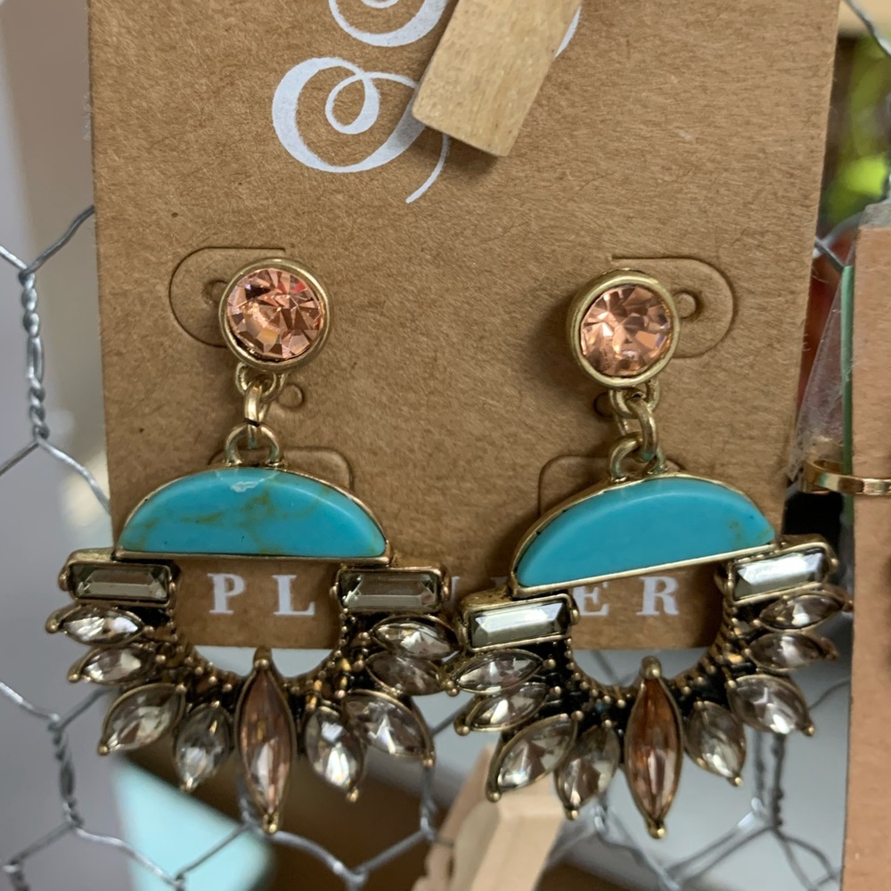Plunder turquoise and gemstone earrings